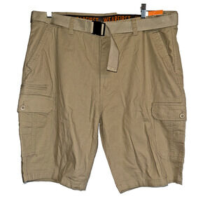 WearFirst Men's Size 42 Tan Khaki Cargo Shorts Utility Belt Hiking Outdoor Summe